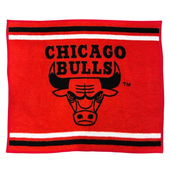VTG Chicago Bulls Biederlack Fleece Blanket Throw‎ Made in USA 56”x47” - Picture 1 of 6